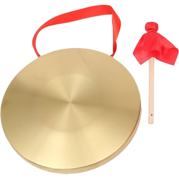 15cm/5.9inch Gong with Mallet Brass Copper Hand Gong Cymbals Portable Brass Tam Tam Gong Brass Traditional Chinese Percussion Instruments with Round Playing Hammer Orchestra Church Opera