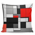 thumbnail image 2 of Black Red Geometric Throw Pillow Covers, Soft Pillowcases with Invisible Zipper, Red White Abstract Art Modern Decorative Square Pillow Cushion Covers for Living Room Couch Sofa Bed 18x18 Inches, 2 of 8