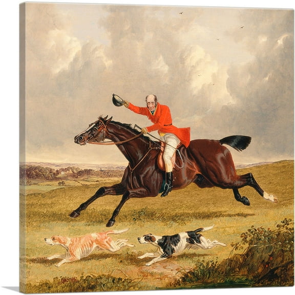 ARTCANVAS Foxhunting - Encouraging Hounds Canvas Art Print by J.F. Herring Senior - Size: 18" x 18" (0.75" Deep)