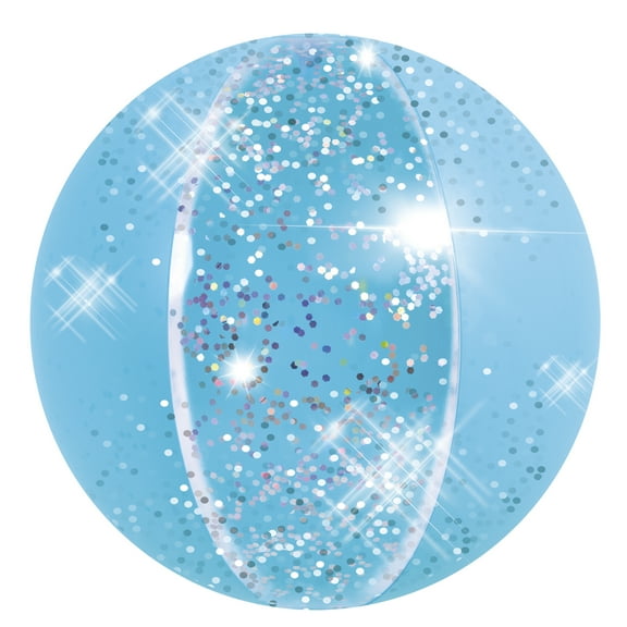 Pool Central Glitter Inflatable Beach Ball - 16" - Blue