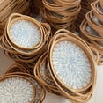thumbnail image 4 of 1pcs Rattan Tea Tray Serving Tray Rectangular Woven Basket Tray Natural Wicker Decorative Serving Baskets for Organizing Tabletop Kitchen Counter,Rattan Tea Tray,Medium,White, 4 of 6