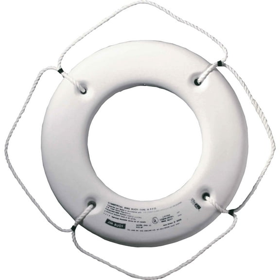 Jim-Buoy HS-30 W U.S.C.G. Approved Hard Shell Series Life Ring - 30", White
