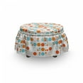 thumbnail image 3 of Geometric Ottoman Cover, Colorful Oval Rings, 2 Piece Slipcover Set with Ruffle Skirt for Square Round Cube Footstool Decorative Home Accent, Standard Size, Multicolor, by Ambesonne, 3 of 5
