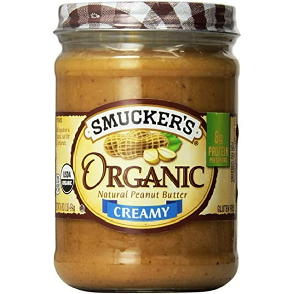 Smuckers Organic Creamy Peanut Butter, 16 Oz, 2 Pk