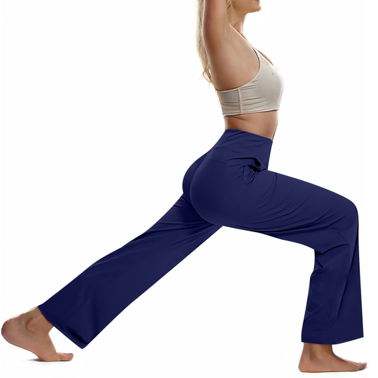 Women's Wide Leg Yoga Pants With Pockets - High Waisted, Stretchy Casual Sweatpants For Work Or Lounge