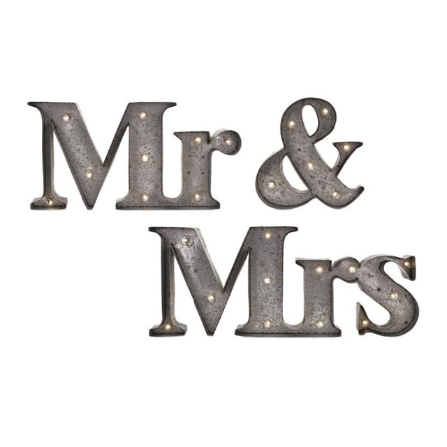 IMAX Corporation Mr 3 Piece and Mrs Lighted Sign Set in Gray