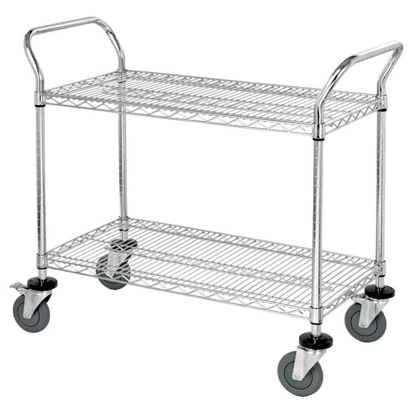 21" Deep x 42" Wide x 39" High 2 Tier Heavy Duty Stainless Steel Wire Utility Cart