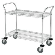 18" Deep x 42" Wide x 39" High 2 Tier Heavy Duty Chrome Wire Utility Cart