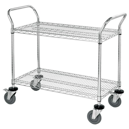 18" Deep x 42" Wide x 39" High 2 Tier Heavy Duty Chrome Wire Utility Cart