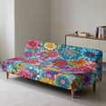 thumbnail image 4 of SCRAWLGOD Boho Mandala Flowers Pattern Armless Sofa Cover Washable Stretch 3 Seater Couch Cover Skin Friendly Furniture Protector Leakproof Couch Slipcover Anti Slip for Living Room, 4 of 9