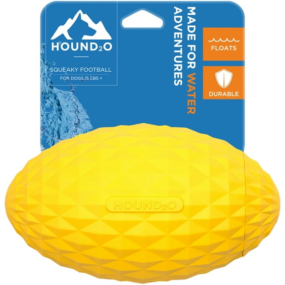Hound2O Dog Toys | Squeaky Football, Yellow | Durable & Floating Outdoor Toy for Dogs