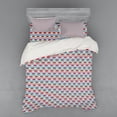 thumbnail image 1 of Abstract Duvet Cover Set, Horizontally Arranged Zigzags and Rhombus, Bedding Set with Shams and Fitted Sheet, 3 Sizes, by Ambesonne, 1 of 3