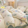 thumbnail image 1 of INS Girls Cherry Bedding Set Soft Washed Cotton Bed Sheet Queen King Size Simple Quilt Cover Pillowcase Bed Linens, 1 of 7