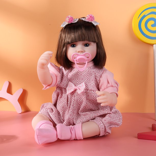 Kit De Muñeca Realista 42cm Wiedergeborene Puppe Lebensechte Neugeborene Simulation Babypuppen Spielzeug (Overall)