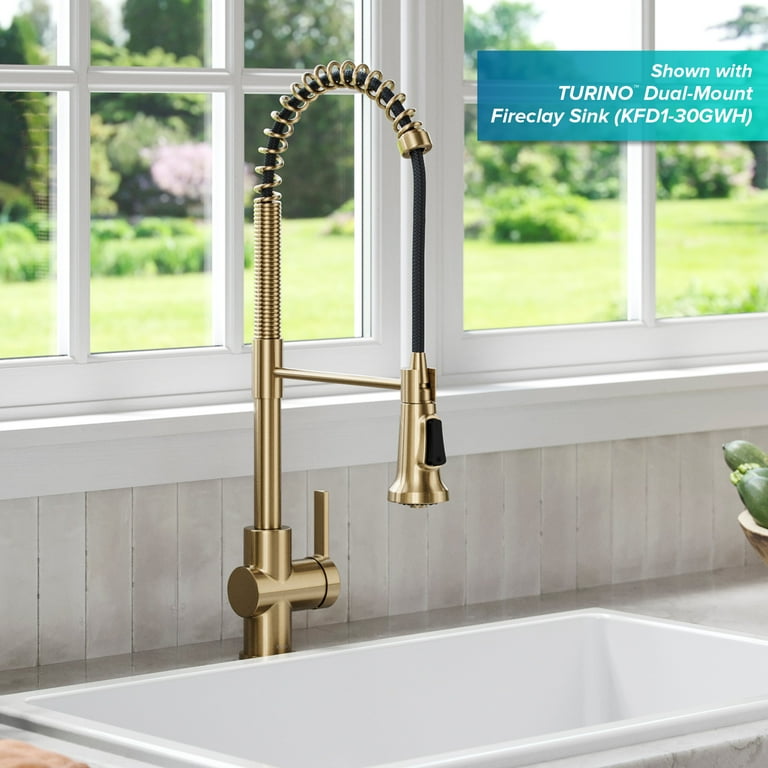 Britt Commercial Style Pull-Down Single Handle Kitchen Faucet in Spot Free  Antique Champagne Bronze 