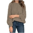 thumbnail image 3 of Aboser Oversized Baggy Sweater for Women Cozy Batwing Long Sleeve Pullover Sweaters Solid Color Crewneck Tunic Knitwear Loose Drop Shoulder Jumper Tops Khaki M, 3 of 7