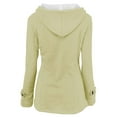 thumbnail image 2 of Dyfzdhu Wool Coats for Women Plus Size Casual Horn Buttons Duffle Coat Hooded Thickened Fleece Lined Jacket Beige, 2 of 3