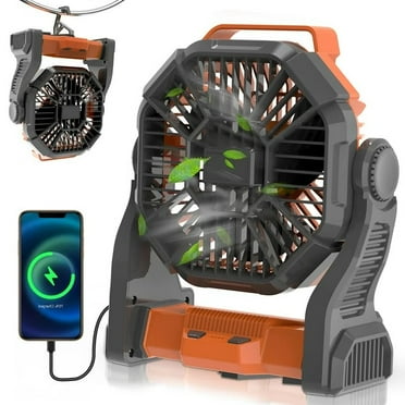 TJWLP Camping Fan with LED Lantern, 10400mAh Portable Battery Operated Outdoor Fan, Personal Rechargeable Desk Fan for Travel, Hiking, Fishing, Picnic