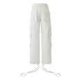thumbnail image 4 of Arvbitana Women Solid Color Cargo Pants High Waist Washed Jeans Casual Baggy Straight Wide Leg Denim Trousers Aesthetic Vintage Streetwear, 4 of 10