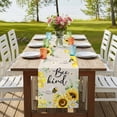 thumbnail image 4 of Table Runners 72 Inches Long Dress Scarves, Sunflower Floral Farmhouse Kitchen Table Runner, Coffee Tablerunners, Farmhouse Pastoral Daisy Bees Beige Burlap 18x72 Inch, 4 of 9
