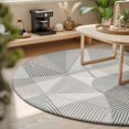 thumbnail image 3 of Round Rugs 6Ft, Geometric Minimalist Round Area Rug Washable Indoor Throw Carpet, Triangle Line Minimalist Soft Non Slip Circle Rug for Office Cabinet Home Decor Aesthetic, 3 of 5