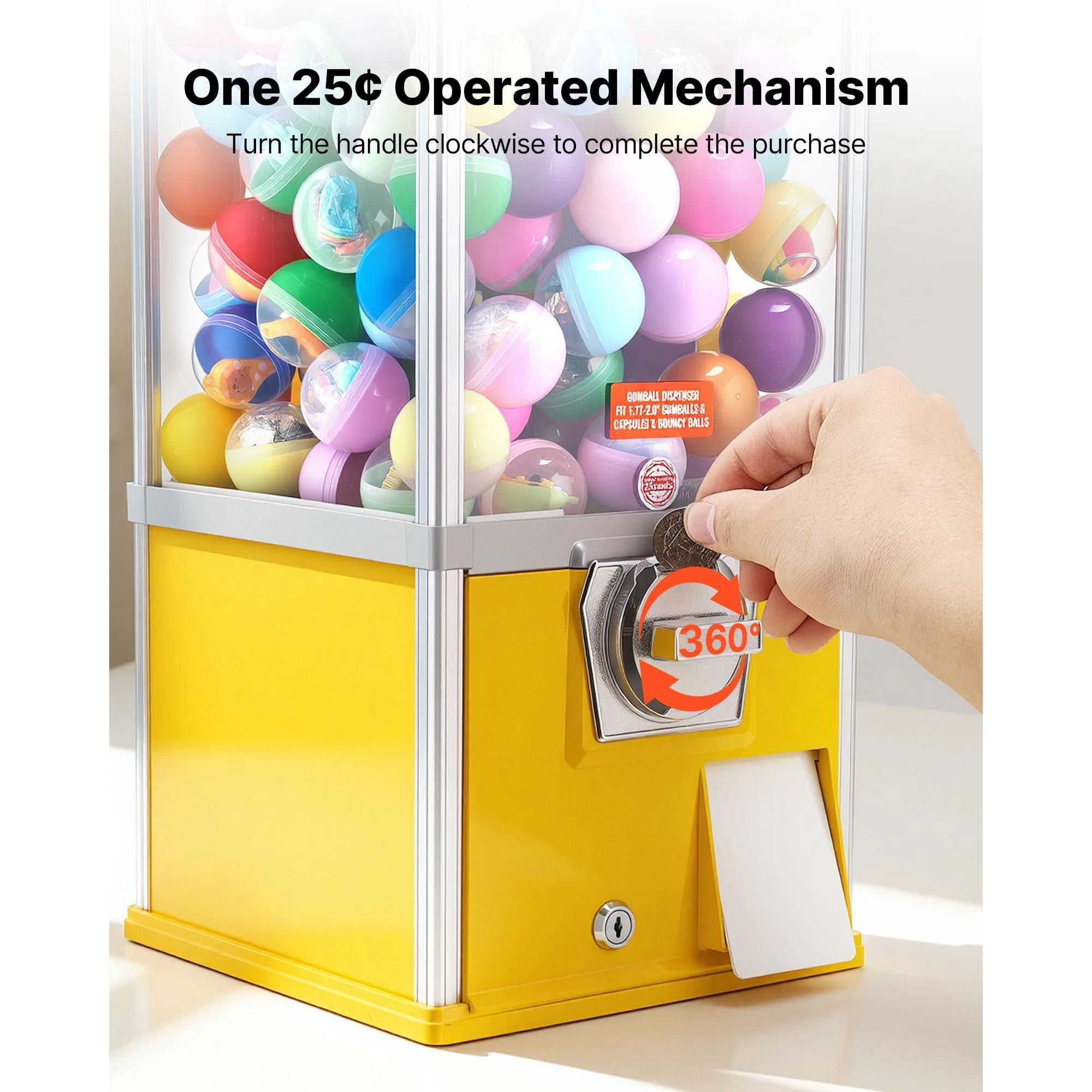 Gumball Machine, 21 inch Height Candy Vending Machine Dispenser, 25-Cent Vending Machines for Shopping Malls, Supermarkets, Amusement Parks, Arcades, Holds Up to 180 1.77 inch Spherical Candies