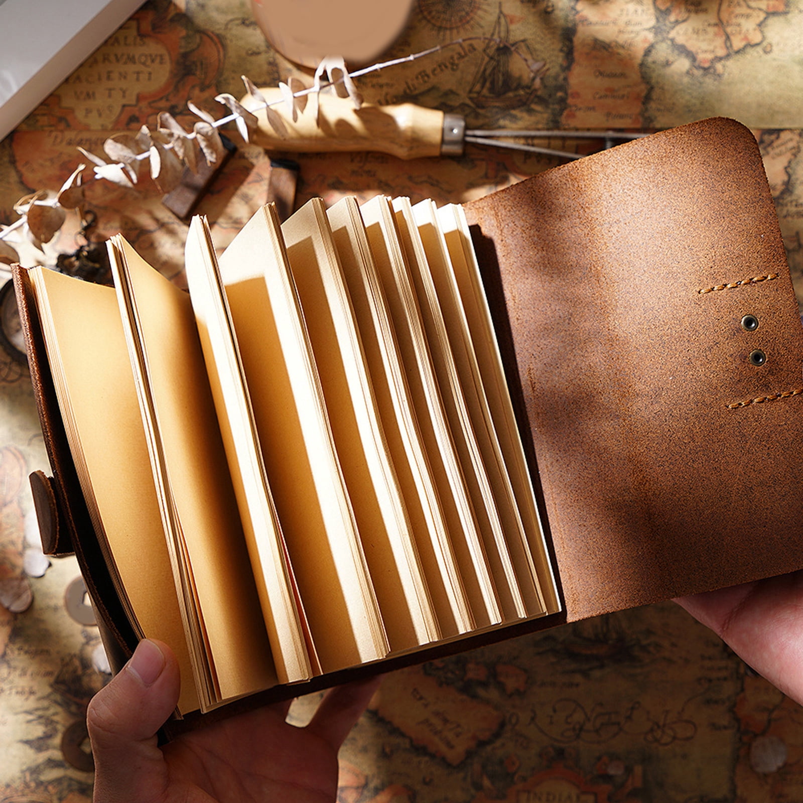 Vintage Leather Notepad Travel Journal Handmade Notebook Personal Diary Sketchbook Memo Book for Adults Writing Drawing