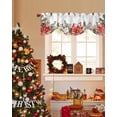 thumbnail image 4 of Merry Christmas Tie Up Valances Curtain, Red White Flowers Green Leaf Country Adjustable Rod Pocket Short Window Treatment Tie Up Curtains Valances for Kitchen Living Room Bathroom 54x18 Inches, 4 of 9