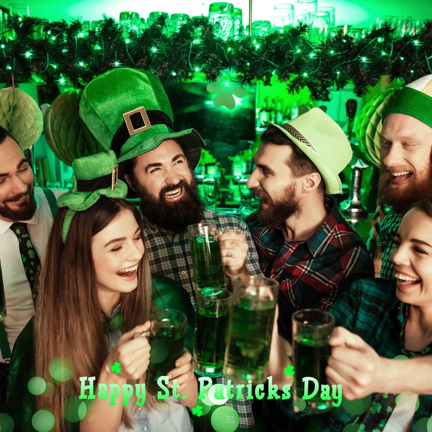 JMEXSUSS St Patricks Day Decorations, Connectable 100 LED St Patricks Day Lights, 8 Modes Plug-in Green Christmas Lights Indoor, 33ft Clear Wire Grinch Green String Light Outdoor for Grinch Tree Deco
