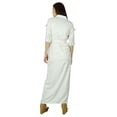 thumbnail image 3 of Bimba Robe Longue Chemise Femme Blanche en Rayonne Maxi à Boutons Style Chic, 3 of 6