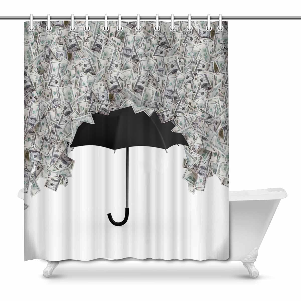 Franklin Dollars Waterproof Shower Curtain Complete Bathroom Set with Rings 