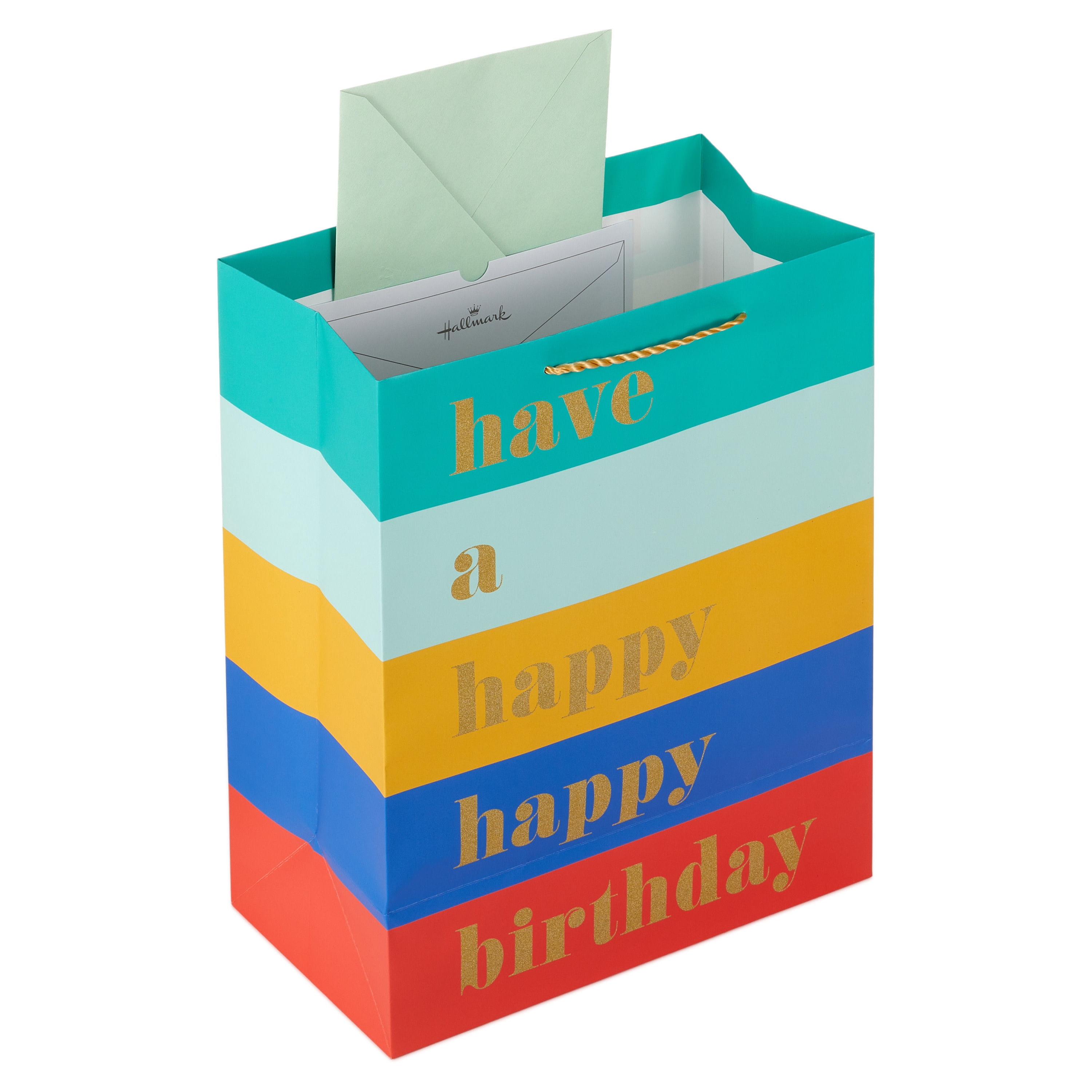 Hallmark Large Gift Bag (Multicolor Stripes Happy Happy Birthday)