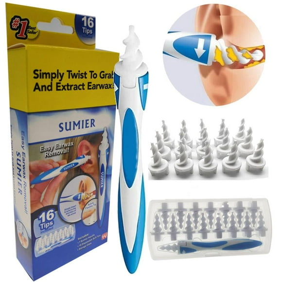 Earwax Remover- Earwax removal Kit Ear Wax Cleaner,Soft Silicone Spiral Earwax Removal Cleaning Tools with 16 Replacement Tips Ear Wax Cleaner for Adults & Kids