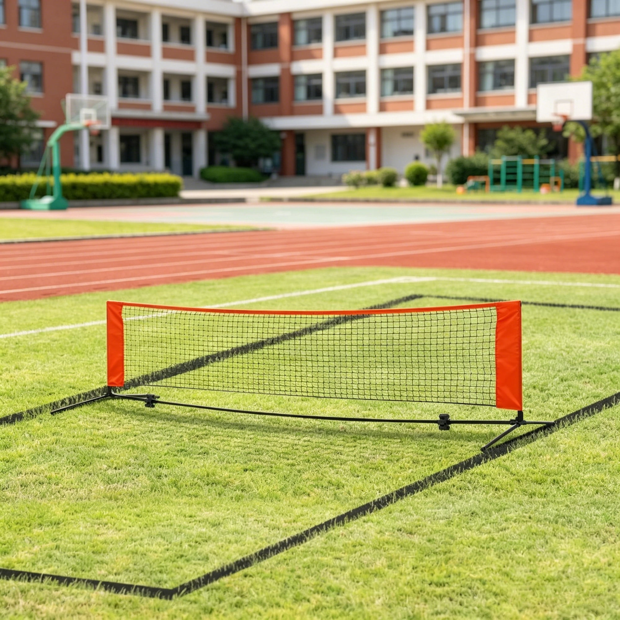 Foldable Soccer Tennis Training Net for 2 Players, Multi-Sport Football Badminton Practice Net Metal Frame with Carry Storage Bag Easy Portable