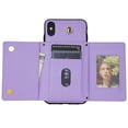 thumbnail image 6 of Wallet Case for iPhone XR Crossbody with Card Holder Shoulder Strap, Magnetic Flip Folio Purse Case Kickstand PU Leather Shockproof Protective Cover for iPhone XR, Purple, 6 of 7