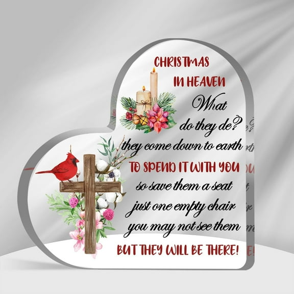 Christmas In Heaven Decor Sign, Sympathy Memorial Gifts for Loss Loved One, Someone we Love is in Heaven Plaque, Bereavement Remembrance Condolence Keepsake for Christmas Table Desk Decorations
