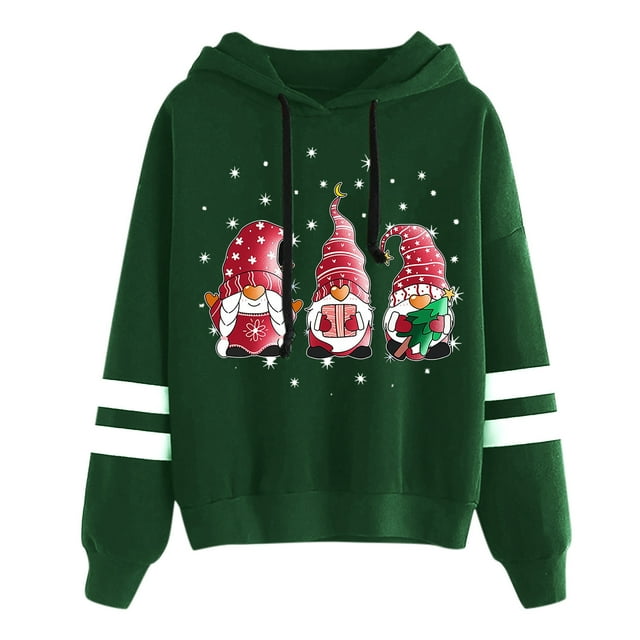 Sweat à Capuche d'Hiver pour Femmes, Mode Mi-Longue, Blouse Ample, Col Rond, Cardigan, Noël, Hoilidy, Imprimé Xmas