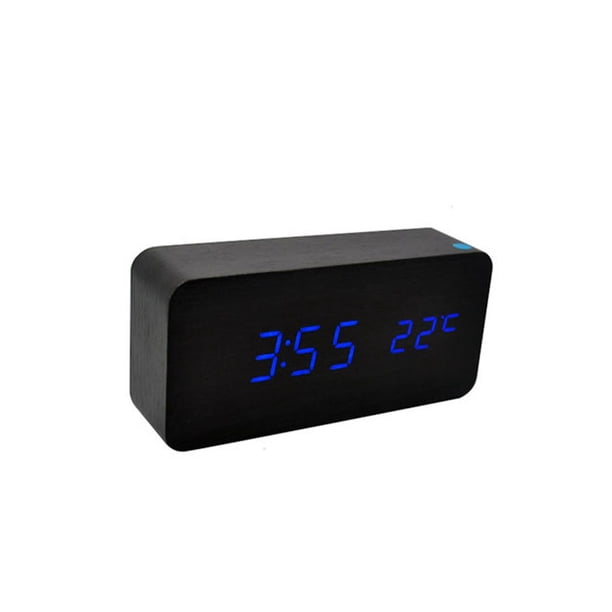 Pantalla LED de temperatura de tiempo de control de sonido de reloj despertador digital electrónico de madera de bambú inteligente Jumpingount DZ4616-06