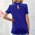 thumbnail image 4 of Wiyuqeen Women's Frill Mock Neck Summer Blouses Trendy Pletaed Puff Short Sleeve Tunics Comfy Solid Color Basic Slimming Tops, 4 of 4