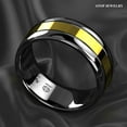 thumbnail image 3 of Tungsten Rings for Men Wedding Bands for Him Womens Wedding Bands for Her 8mm Dome Black Grooved Gold Center, 3 of 9