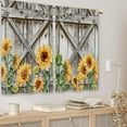 thumbnail image 3 of Farmhouse Wooden Sunflower Barn Kitchen Curtains Country Flower Wood Small Short Cafe Window Curtains Rustic Floral Western Bathroom Drapes Treatment Tier Curtains 2 Panels (27.5x39 Inch), 3 of 6