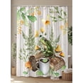 thumbnail image 4 of Retro Tropical Shower Curtain, Frog Coffee Mushroom Plant Bathroom Decor Curtains Set with Hooks, Green Waterproof Fabric Home Accessories， 72X 96 Inch Extra Long, 4 of 6
