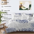 thumbnail image 3 of 3 Piece Blue White Duvet Cover Set Full Size,Microfiber Comforter/Quilt Cover with Corner Ties and 2 Pillowcases,Abstract Grey Chrysanthemum Flower Floral All Season Soft Bedding with Zipper Closure, 3 of 8