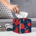 thumbnail image 4 of Tissue Box Cover, Lotus Root Rose Flowers Leather Tissue Box Holder Square for Bathroom, Waterproof Box Cover Decorative for Vanity Countertop/Night Stands/Office Desk, 4 of 5
