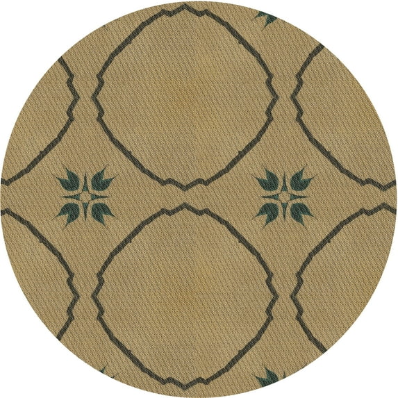 Ahgly Company Indoor Round Patterned Reddish Brown Novelty Area Rugs, 3' Round