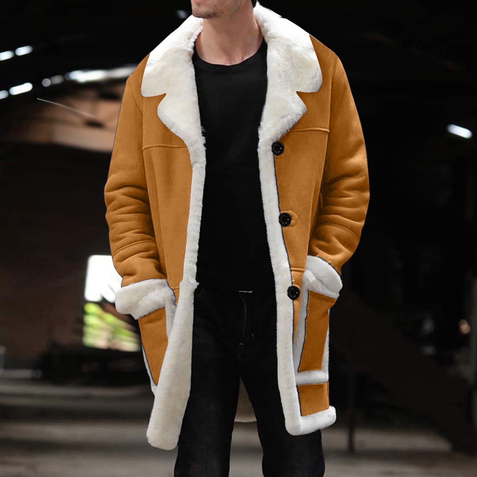 yellow motorcycle jacket men plus size winter coat lapel collar long