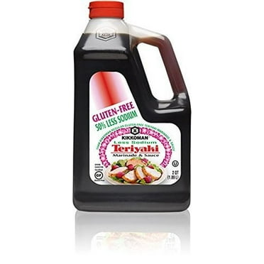 Kikkoman 50% Less Sodium Gluten Free Gourmet Teriyaki Marinade and Sauce, 1.89L 0.5 Gallon