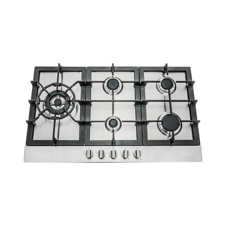 - 30 in. Gas Cooktop with 5 Sealed Brass Burners in Stainless Steel