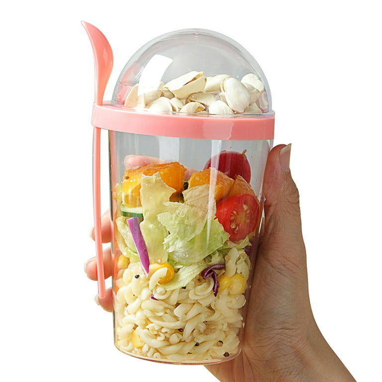 Large Capacity Salad Cup With Spoon, Lid And Fork, Perfect