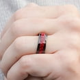 thumbnail image 4 of Black Garnet Ring, Tungsten Ring with Red Artificial Synthetic Gemstonestone inlay, Mens Wedding Band, Gift for Him, Red Ring Gift, 8mm Ring, Lab Created Garnet,10, 4 of 8